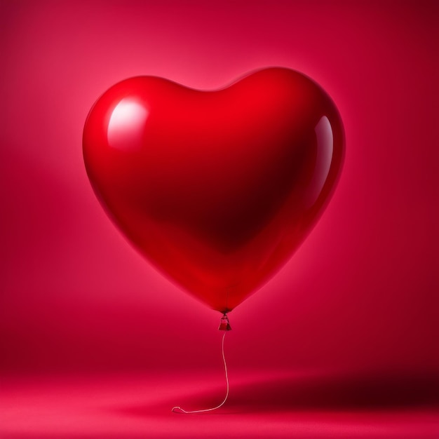 Balão em forma de coração de cor vermelha isolado em fundo vermelho