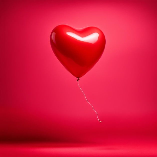 Balão em forma de coração de cor vermelha isolado em fundo vermelho