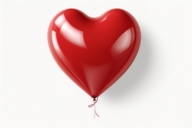 Balão em forma de coração vermelho isolado em um fundo branco Ai generativo