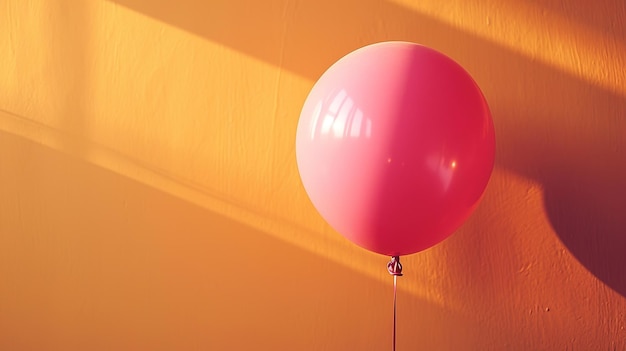 balão rosa voando em um fundo laranja