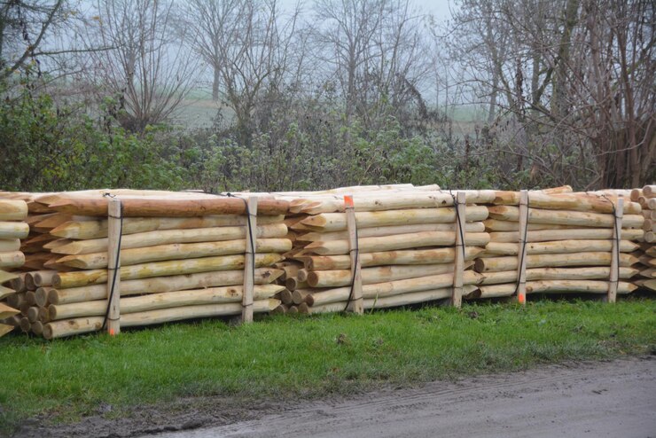 Foto balas de feno no campo contra as árvores