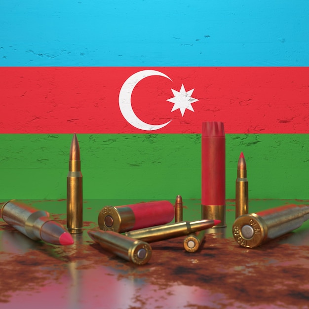 Foto balas em frente à bandeira do azerbaijão