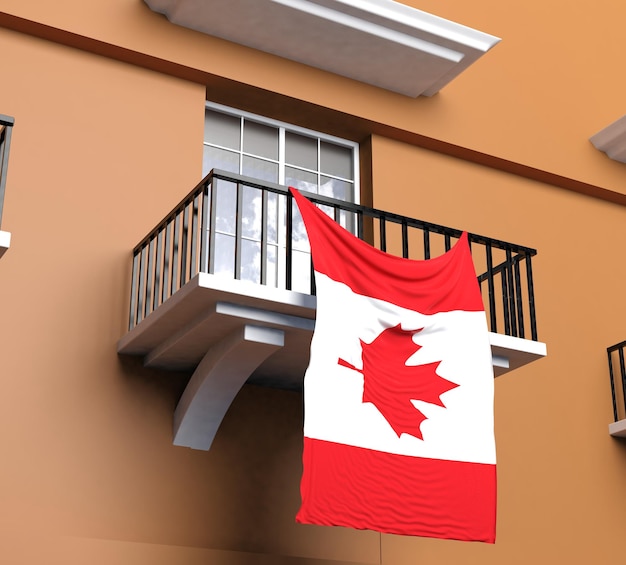 Balcón con bandera canadiense