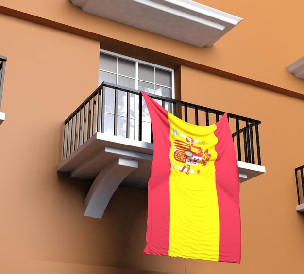 Foto balcón con bandera española