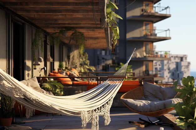 Balcones con hamacas para el descanso