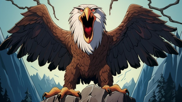 Foto bald eagle angry bird monster uma impressionante arte de jogo 2d com elementos de fundo detalhados