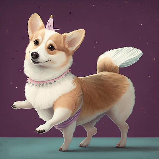 Balé dançante de corgi fofo com bela postura