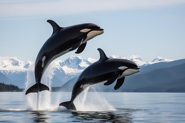 Foto baleia assassina orcinus orca casal saltando canadá