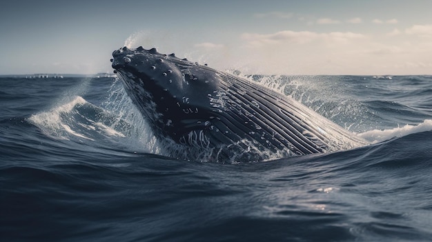 baleia espirrando no oceano