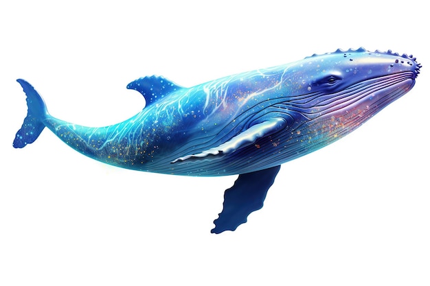 Foto baleia holográfica em um fundo branco