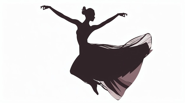 Foto balerina graciosa no ar com os braços estendidos vestindo um vestido fluido