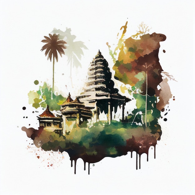 Bali im Aquarellstil von Generative AI