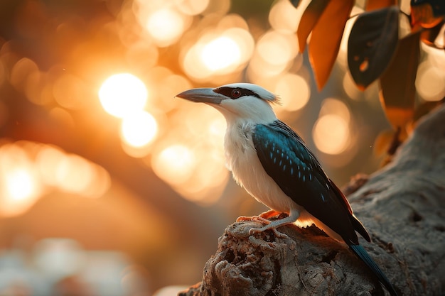 Foto bali starling full body shottelephoto view negative espaço vermelho profundo laranja verde classificação de cores