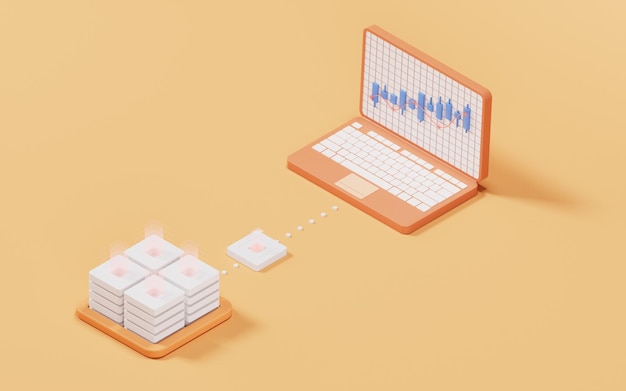 Balkendiagramm mit Wachstumstrend 3D-Rendering