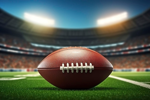 Ball auf der American-Football-Arena 3D-Illustration