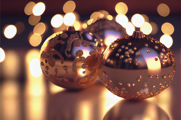 Ball Frohe Weihnachten 3D-Render-Bokeh-Hintergrund