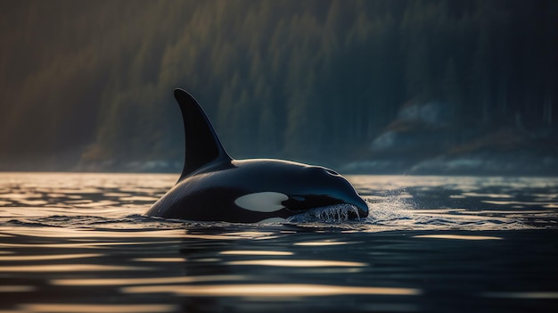 Foto la ballena asesina nadando generada por ai