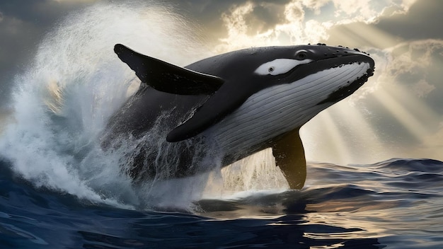 La ballena asesina salpicando en el agua