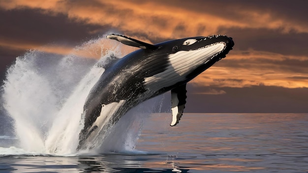 La ballena asesina salpicando en el agua