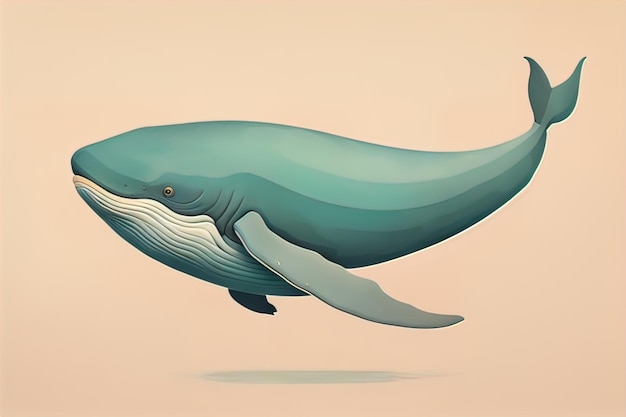 La ballena azul aislada en un fondo de cloro sólido