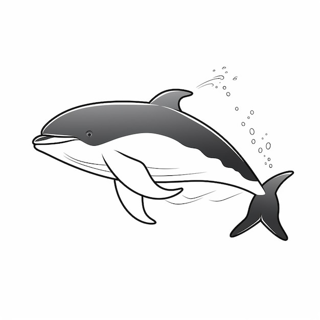 La ballena ballena es un encantador amoroso libro de colorear kawaii arte de línea