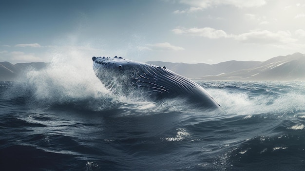 ballena chapoteando en el océano