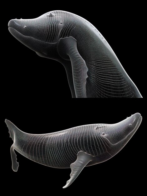 Foto una ballena con una cola que dice ballena en ella