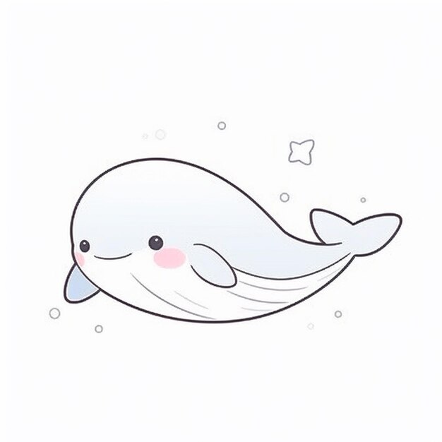 ballena de dibujos animados con una estrella en su boca generativa ai