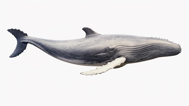 Ballena jorobada en un fondo blanco aislado AI Generative