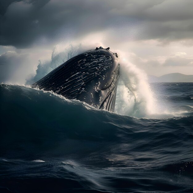 Ballena jorobada en el océano Islandia tonificada