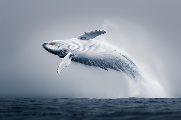 La ballena jorobada saltando por encima del agua