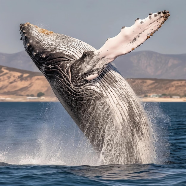 Ballena jorobada saltando