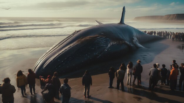 Foto la ballena jorobada varada generativa ai