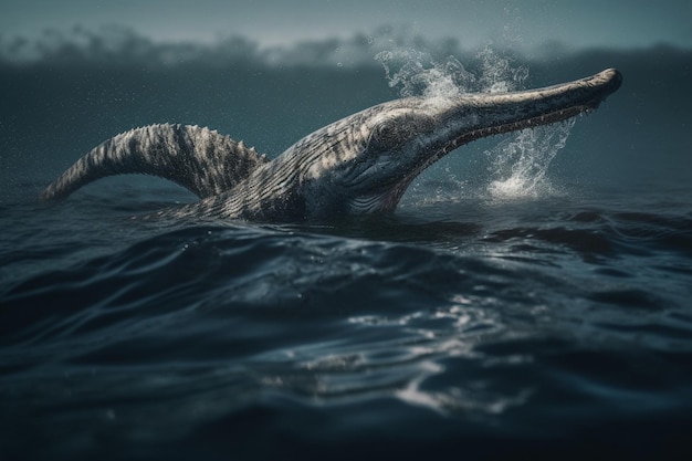 Una ballena nadando en el océano con la boca abierta.