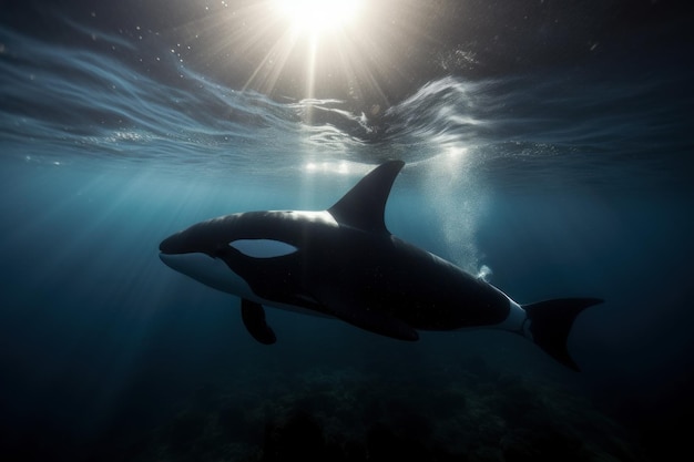 La ballena del océano bajo el agua genera Ai