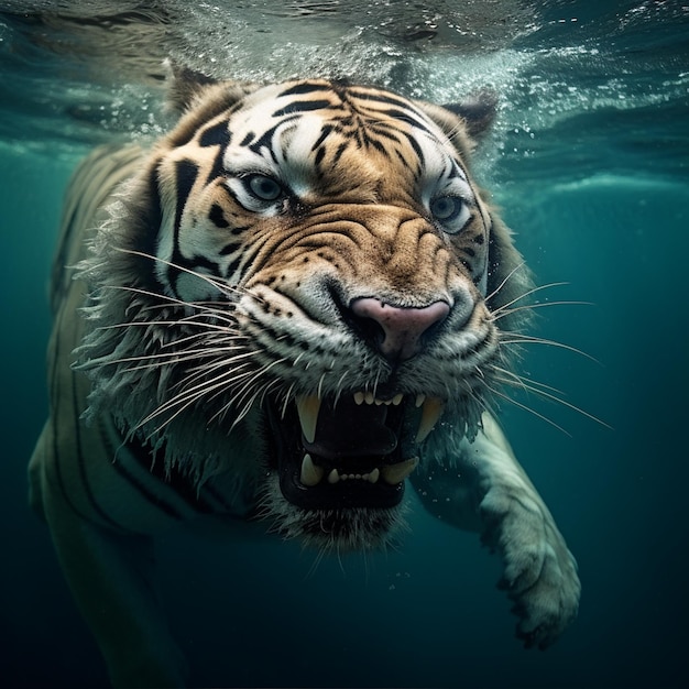 Una ballena tigre bajo el agua