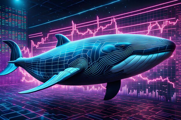 Las ballenas de criptomoneda una ballena pseudouralística tecnológica 3D en un diseño moderno