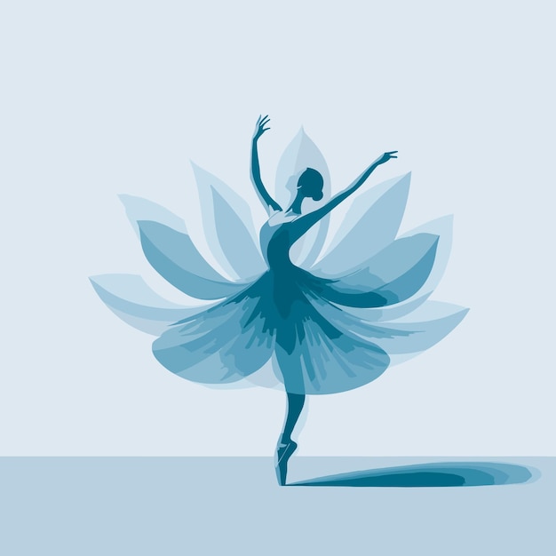 Ballerina in einem blauen Tutu tanzt Vektorillustration auf Zehenspitzen tanzende Balletttanzpose