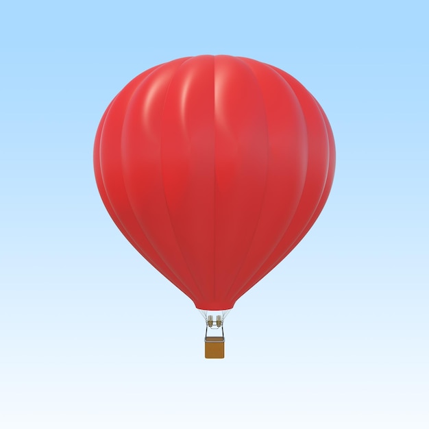 Ballon de ar vermelho na ilustração 3d do fundo do céu