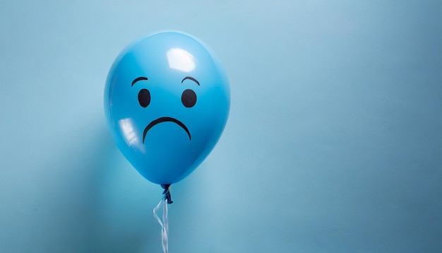 Ballon für den Blauen Montag auf pastellfarbenem Hintergrund mit Kopierraum