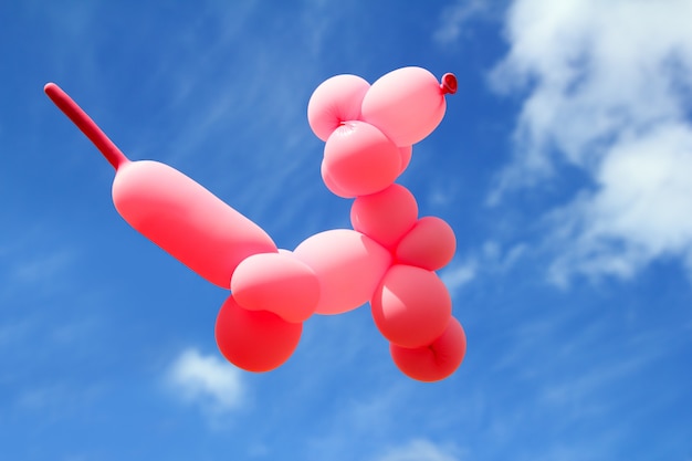 Ballon mit blauem Himmel der Pudelhundecaniche-Form-Fliege