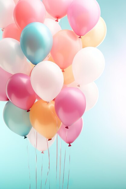 Ballons auf einem pastellfarbenen Hintergrund