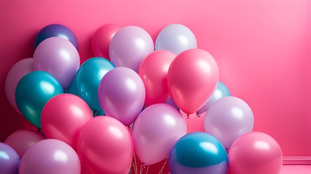 Ballons füllten den rosa Raum