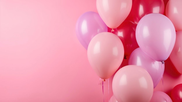 Ballons mit Kopierraum auf rosa Hintergrund