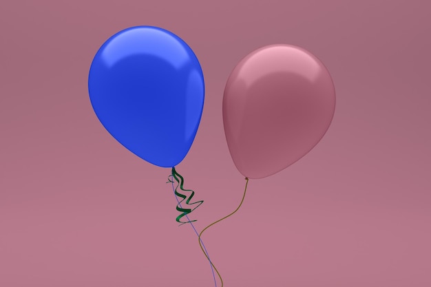 Foto ballons, vorderseite, freigestellt, in, rosa, hintergrund