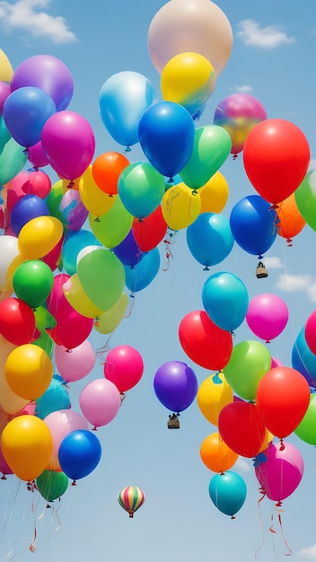 Balloon Bliss Una fila vibrante de globos de colores