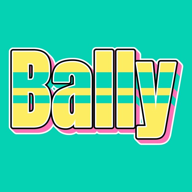 Foto bally typographie vintage 90er jahre 3d-design gelb rosa text hintergrundfoto jpg