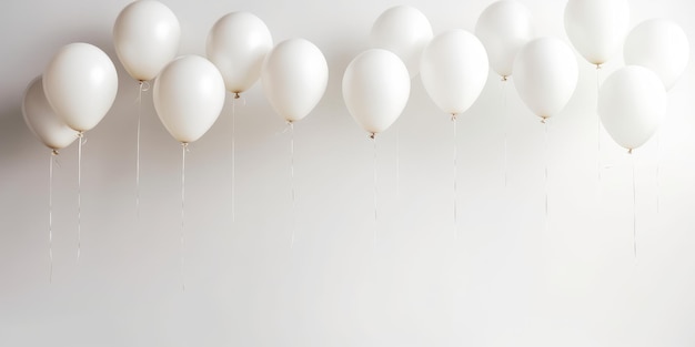 Foto balões brancos em um fundo branco com espaço para texto o banner é branco generativo ai
