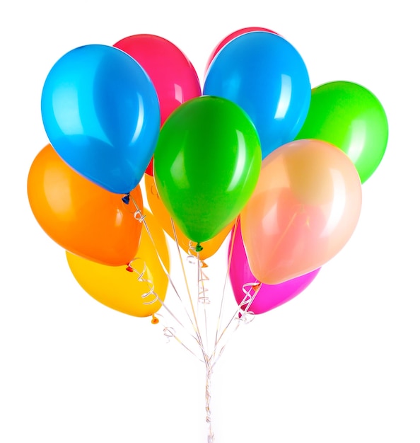 Balões coloridos isolados em branco