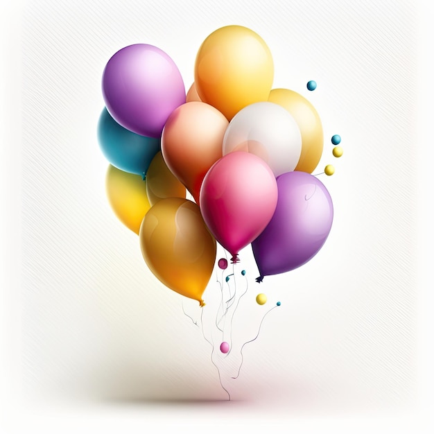 Balões coloridos isolados no fundo branco Conceito de festa Generative AI